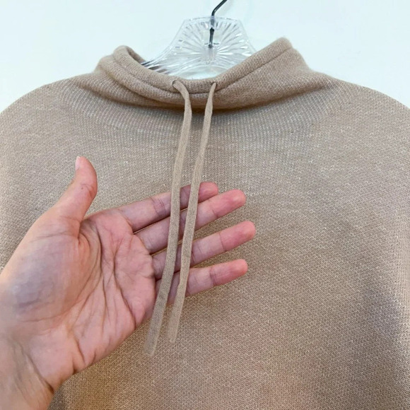 Vince Tan Wool Cashmere Blend Mock Neck Drawstring Bell Sleeve Pullover Sweater - Picture 4 of 10